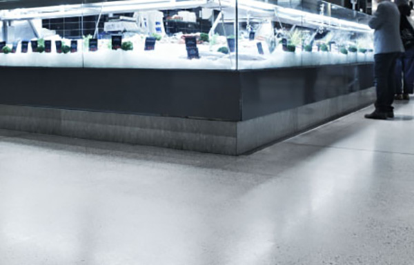 Store floor with commercial finish