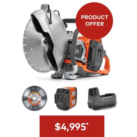Husqvarna K 1 PACE Battery Concrete Power Cutter with Blade, Battery and Charger Bundle